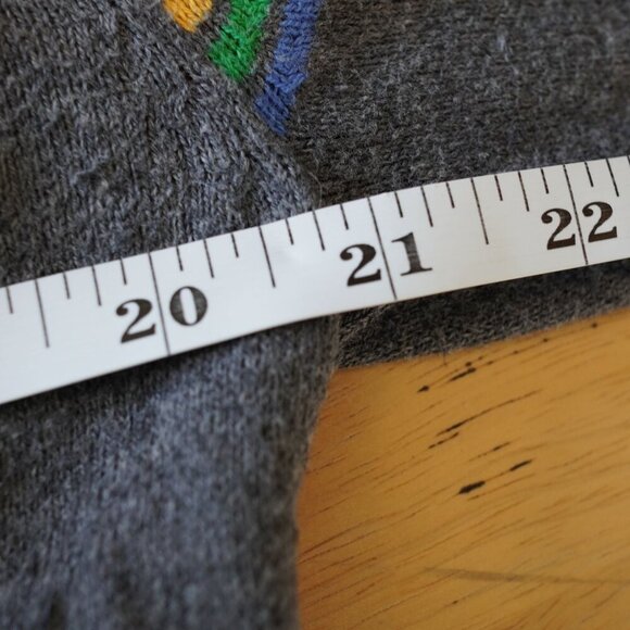 Psycho Bunny Cashmere Gray Sweater Rainbow Stripe Crewneck Pullover Men Size M - Picture 8 of 9